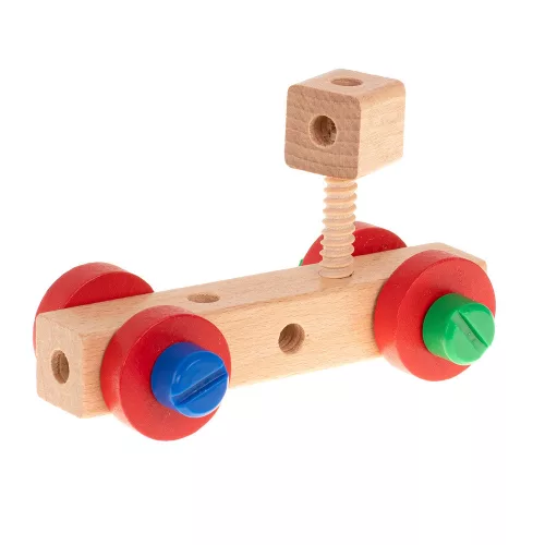 Workshop chair educational wooden block building set 49 pieces.