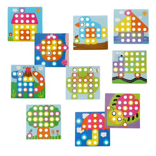 Educational button mosaic puzzle 57 pieces.