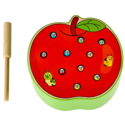 Magnetic wooden caterpillar apple
