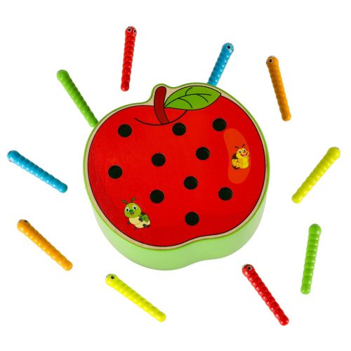 Magnetic wooden caterpillar apple