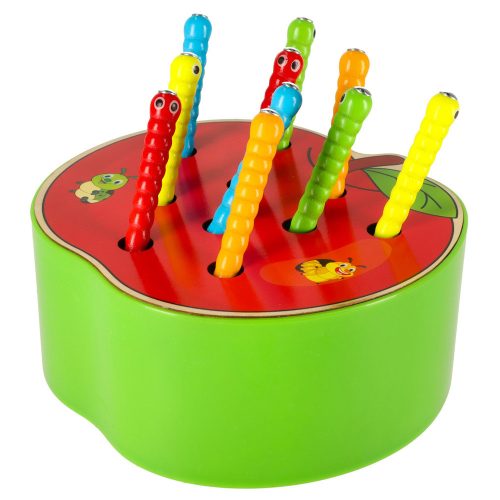 Magnetic wooden caterpillar apple
