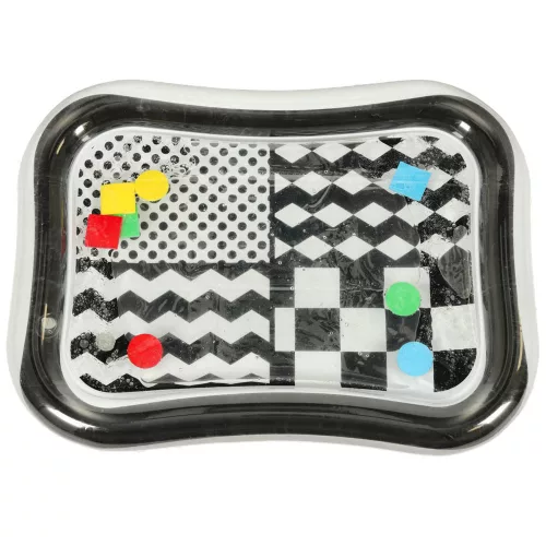Inflatable water mat with contrasting black and white patterns 65cm x 50cm