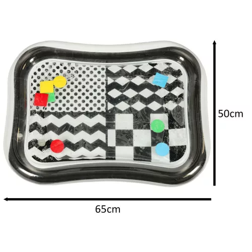 Inflatable water mat with contrasting black and white patterns 65cm x 50cm