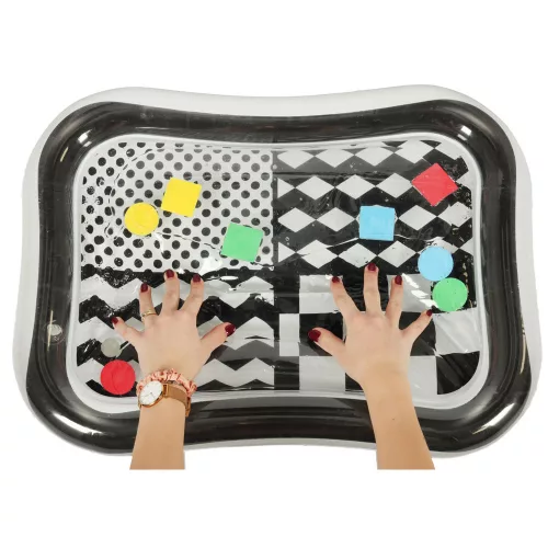 Inflatable water mat with contrasting black and white patterns 65cm x 50cm