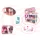 MDF wooden dollhouse + furniture 70cm pink LED