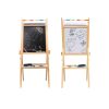 Wooden flippable educational board with a chalkboard, whiteboard, abacusand accessories