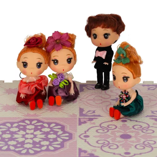 Dollhouse doll 3 girls + 1 boy 4pcs set. 12cm