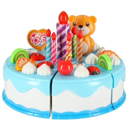 Deluxe Cutting Food Playset - Birthday cake cutting kitchen 80 pcs, Blue