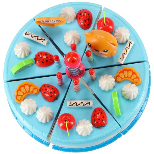 Deluxe Cutting Food Playset - Birthday cake cutting kitchen 80 pcs, Blue
