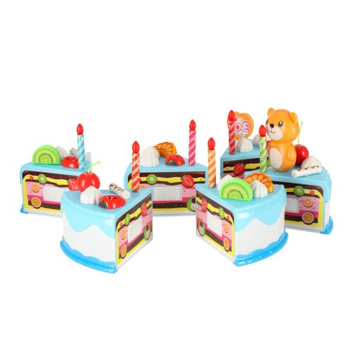Deluxe Cutting Food Playset - Birthday cake cutting kitchen 80 pcs, Blue