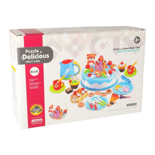 Deluxe Cutting Food Playset - Birthday cake cutting kitchen 80 pcs, Blue