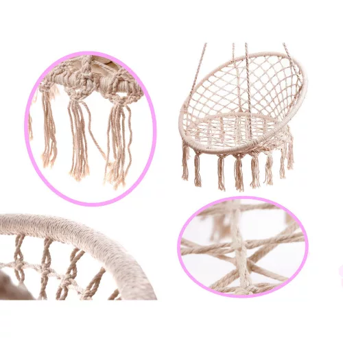 Stork's nest armchair with swing backrest ecru 80cm