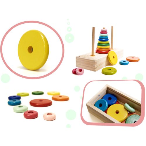 Wooden pyramid base tower with rainbow sorter