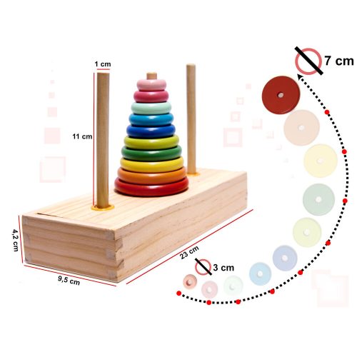 Wooden pyramid base tower with rainbow sorter