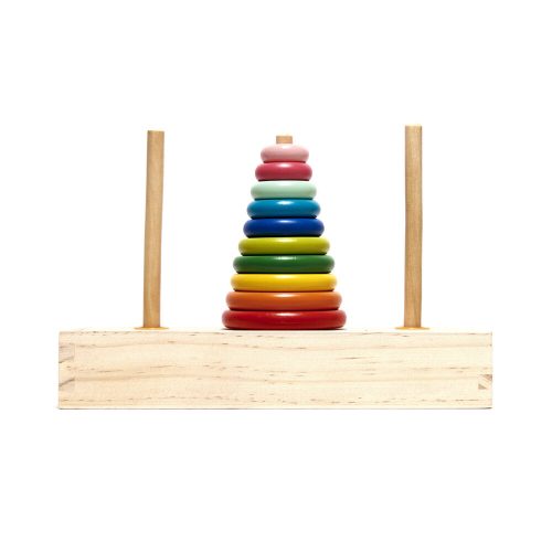 Wooden pyramid base tower with rainbow sorter
