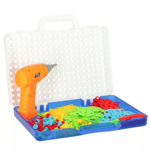 Screwdriver Drill Screws Construction Blocks DIY Kit Suitcase 151 items