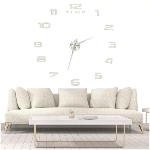 Wall clock large 80-120cm silver 12-digit wall clock