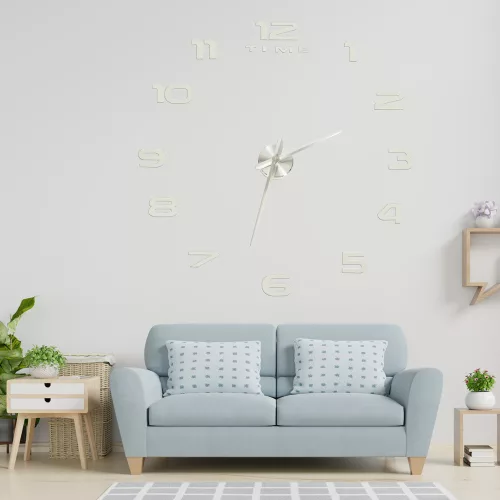 Wall clock large 80-120cm silver 12-digit wall clock