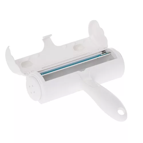 White and blue hair removal brush