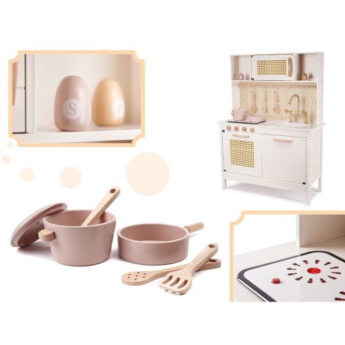 Children's retro MDF wooden kitchen with BOHO accessories