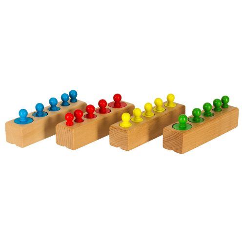 Montessori wooden cylinder weights colored