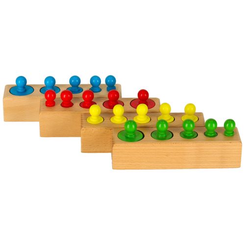 Montessori wooden cylinder weights colored