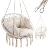 Stork's nest armchair with swing backrest ecru 80cm + cushions