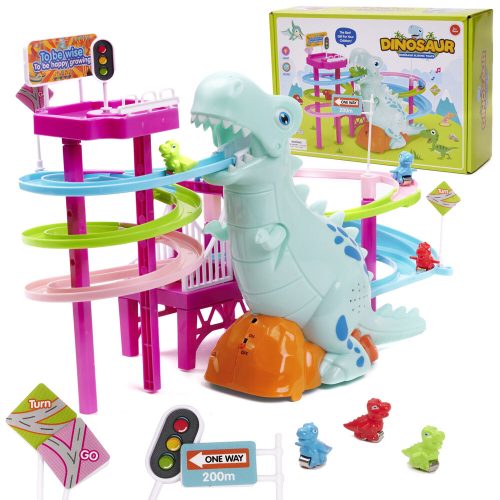 Dinoszaurusz versenypálya dinoszaurusz hangokkal és fényekkel