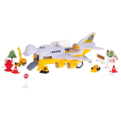 Transporter plane + 6 cars construction vehicles side/front