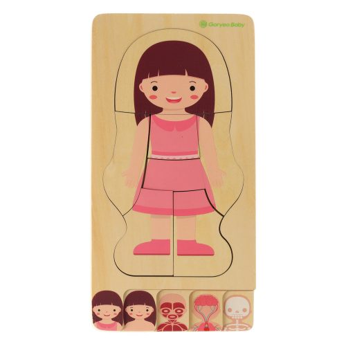Wooden layered puzzle bodybuilder montessori girl