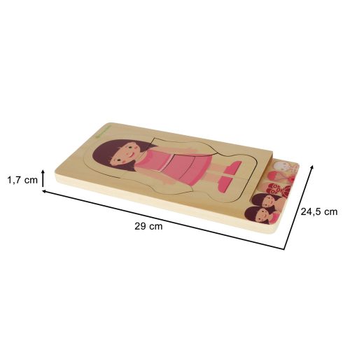 Wooden layered puzzle bodybuilder montessori girl