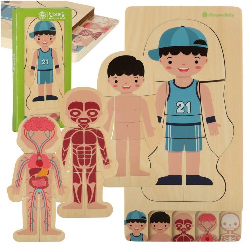 Fából készült réteges puzzle montessori fiú