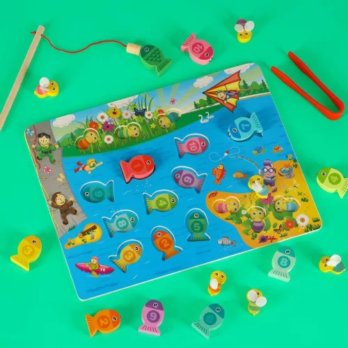 Montessori Bee Magnetic Wooden Fishing Toy