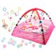 Foldable playmat with balls and rattles for babies, pink