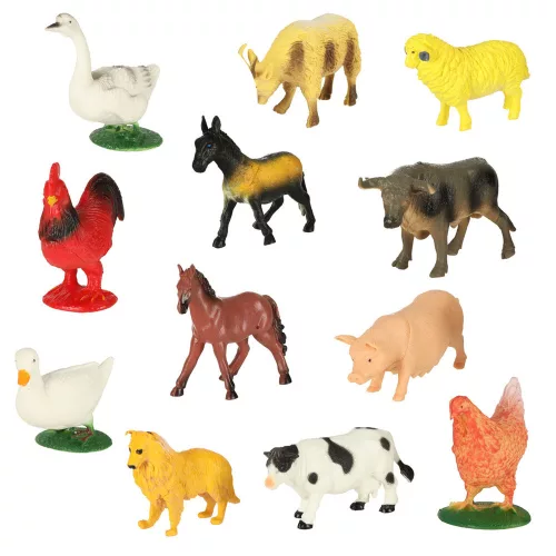 Farm animal figurines set cow horse 12pcs