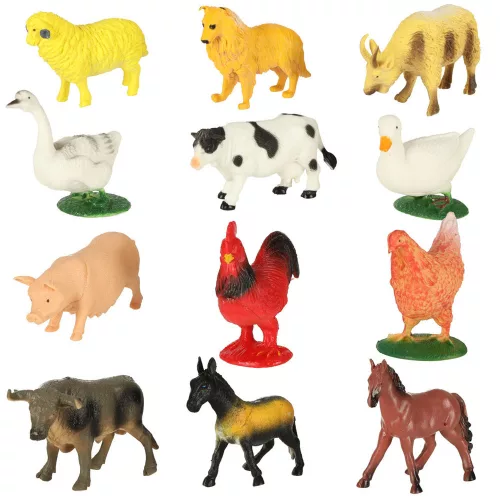 Farm animal figurines set cow horse 12pcs