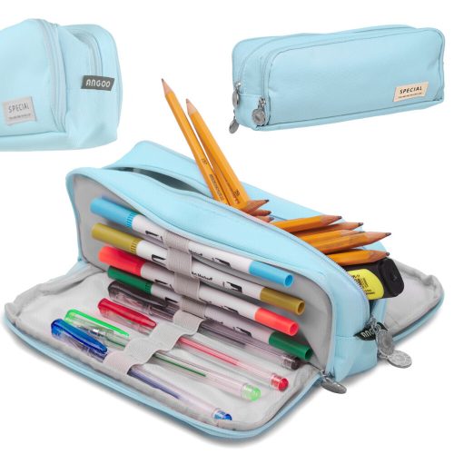 Three-chamber pencil case 3in1 blue