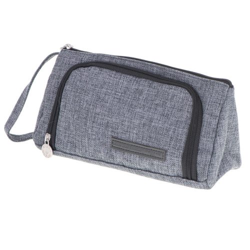 Two-compartment school pencil case expandable 3in1 grey