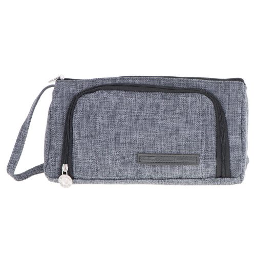 Two-compartment school pencil case expandable 3in1 grey