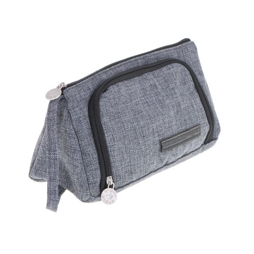 Two-compartment school pencil case expandable 3in1 grey