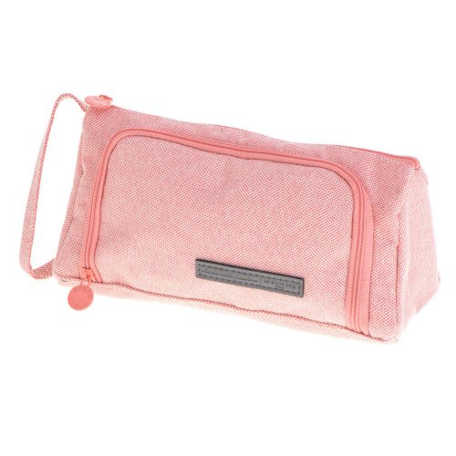 Two-compartment school pencil case expandable 3in1 pink
