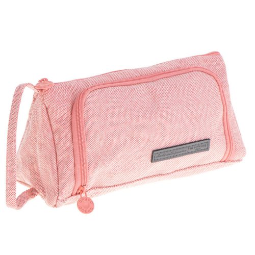 Two-compartment school pencil case expandable 3in1 pink