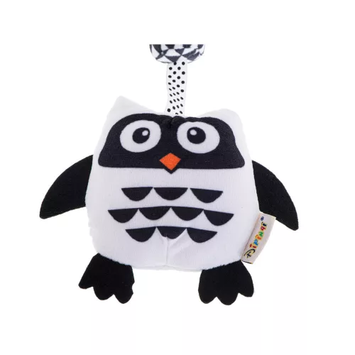 Sensory rattle pendant contrasting owl