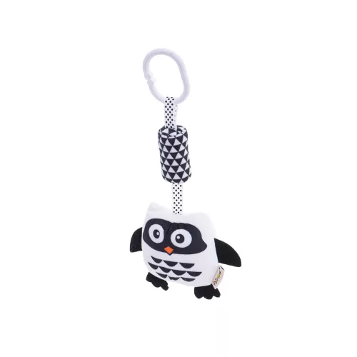 Sensory rattle pendant contrasting owl