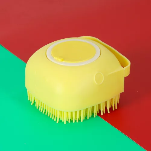 Silicone brush for washing dogs and cats yellow