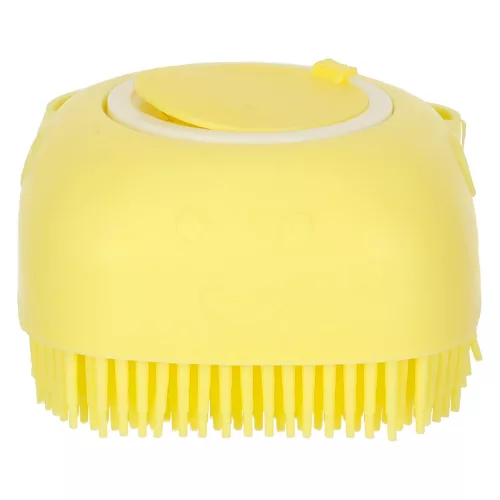 Silicone brush for washing dogs and cats yellow