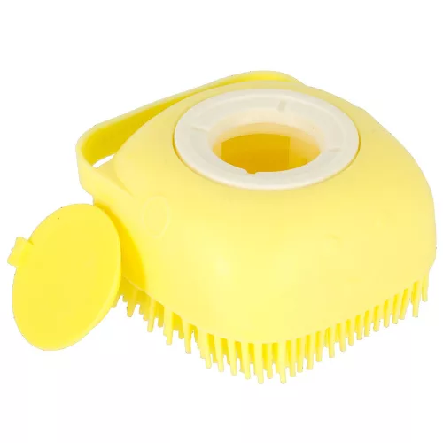 Silicone brush for washing dogs and cats yellow