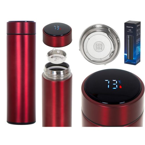 Termosz bögre smart LED 500ml bordó