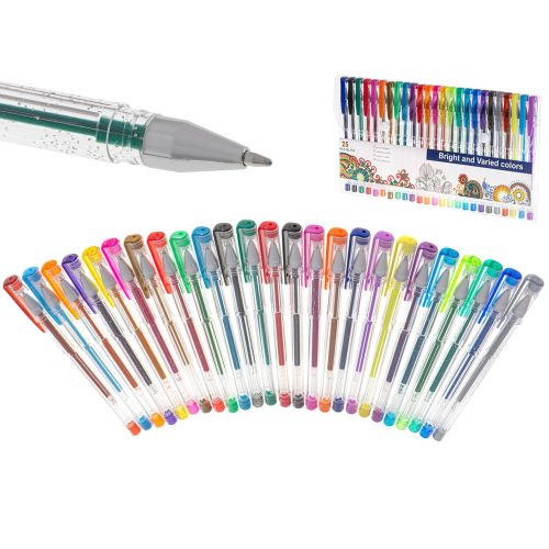 Colorful glitter gel pens in a set of 25.