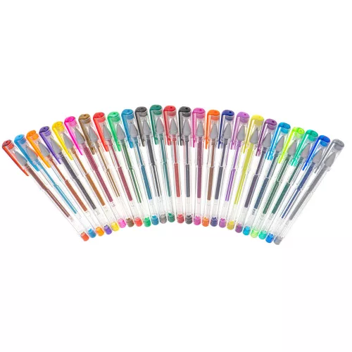 Colorful glitter gel pens in a set of 25.